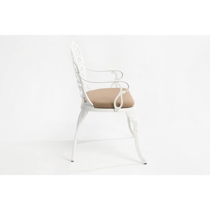 Patio Garden Bench Metal Park Bench Cast Aluminum Outdoor Furniture With Floral Rose For Patio (Excluding the table)
