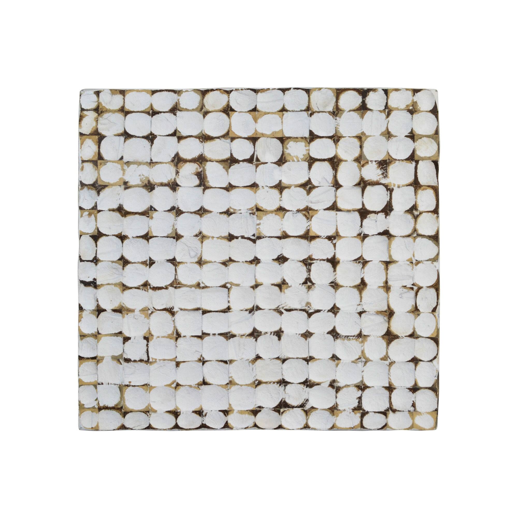 Distressed White Coconut Cube Accent Table by East at Main Bed Bath