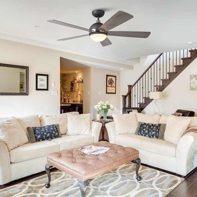 52" Graphite Wooden Modern Ceiling Fan with Light and Remote - Timber Gray