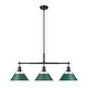 preview thumbnail 1 of 1, Yep by Golden Lighting Orwell 3-light Island Light in Matte Black and Pine Green shade - 3 Light Linear Pendant