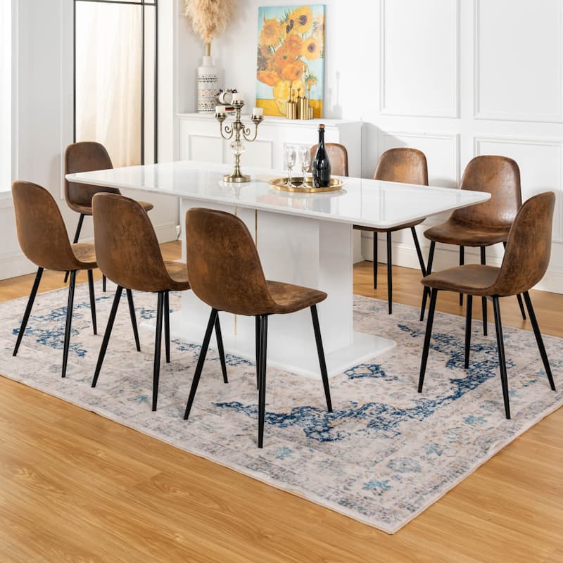 Homy Casa High Glossy White/Gold Extendable Dining Table Rectangular