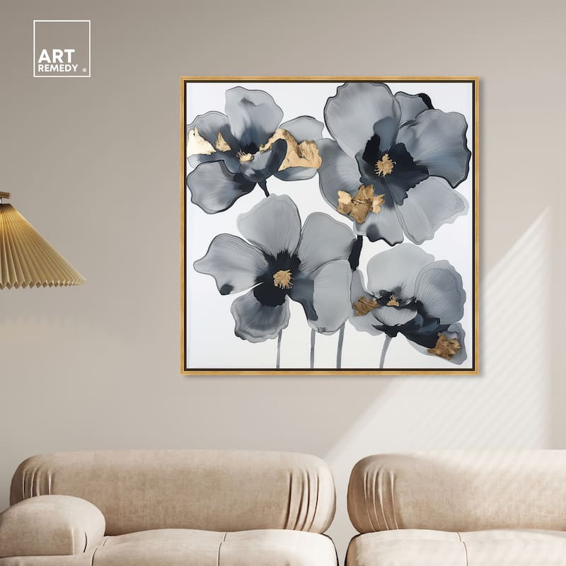 Art Remedy Drama Flora Framed Floral Fine 1 Piece Canvas Wall Art