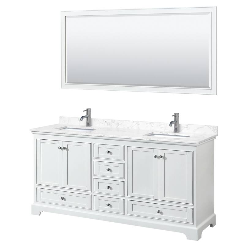 Deborah 72-inch Double Vanity, Cultured Marble Top, 70-inch Mirror