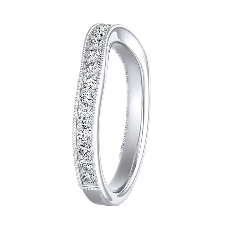 Auriya 3/8ctw Vintage Contour Diamond Wedding Band 18k Gold