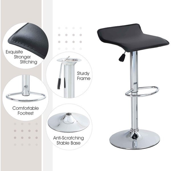 Bar Stool Square Set of 2 Swivel Adjustable Bar Height Chairs Water Resistant PU Leather. Opens flyout.