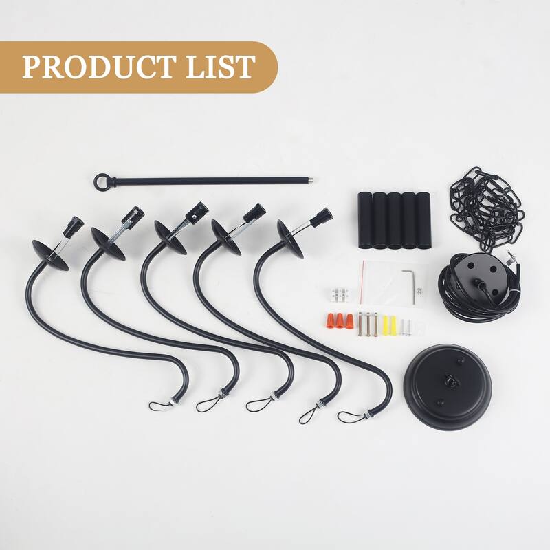 5-Light Rustic Farmhouse Candle Chandelier for Bedroom, Kitchen, Living Room and Foyer