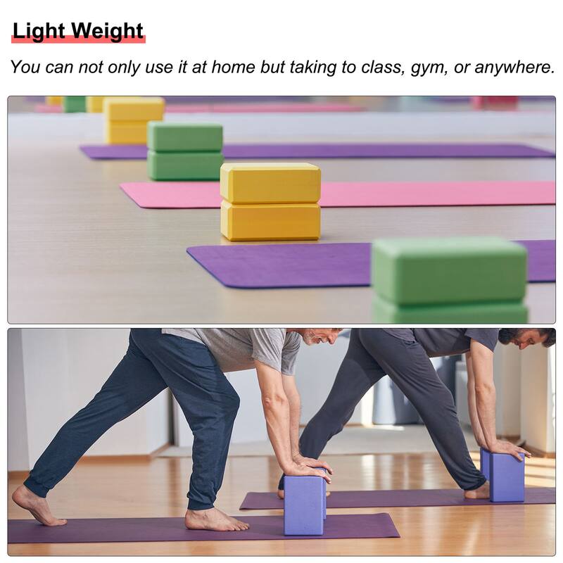 Yoga Block 9" x 6" x 3" Light Weight High-Density EVA Foam Brick
