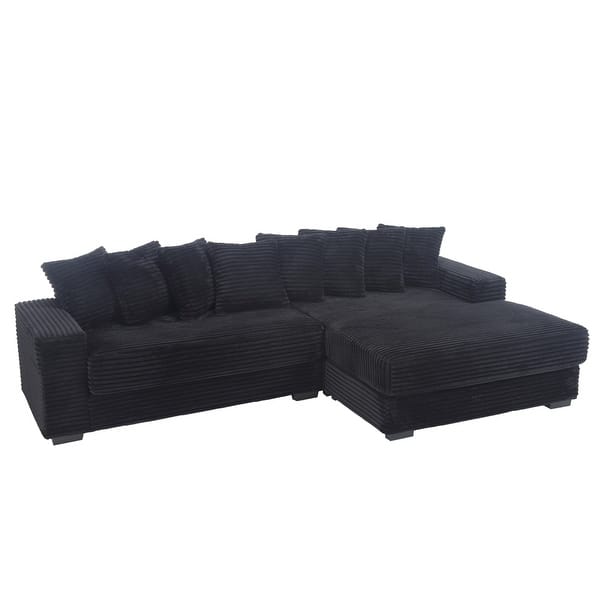 Oversized Two-Piece Couches, L Shaped Sofa, Corduroy, Right Chaise Daybed,with Armrests,Eight Throw Pillows,Corner Sofa