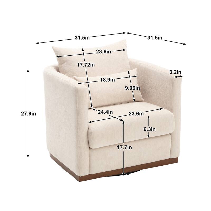 360 Degree Swivel Barrel Chair - Chenille Accent Sofa Chair for Living Room