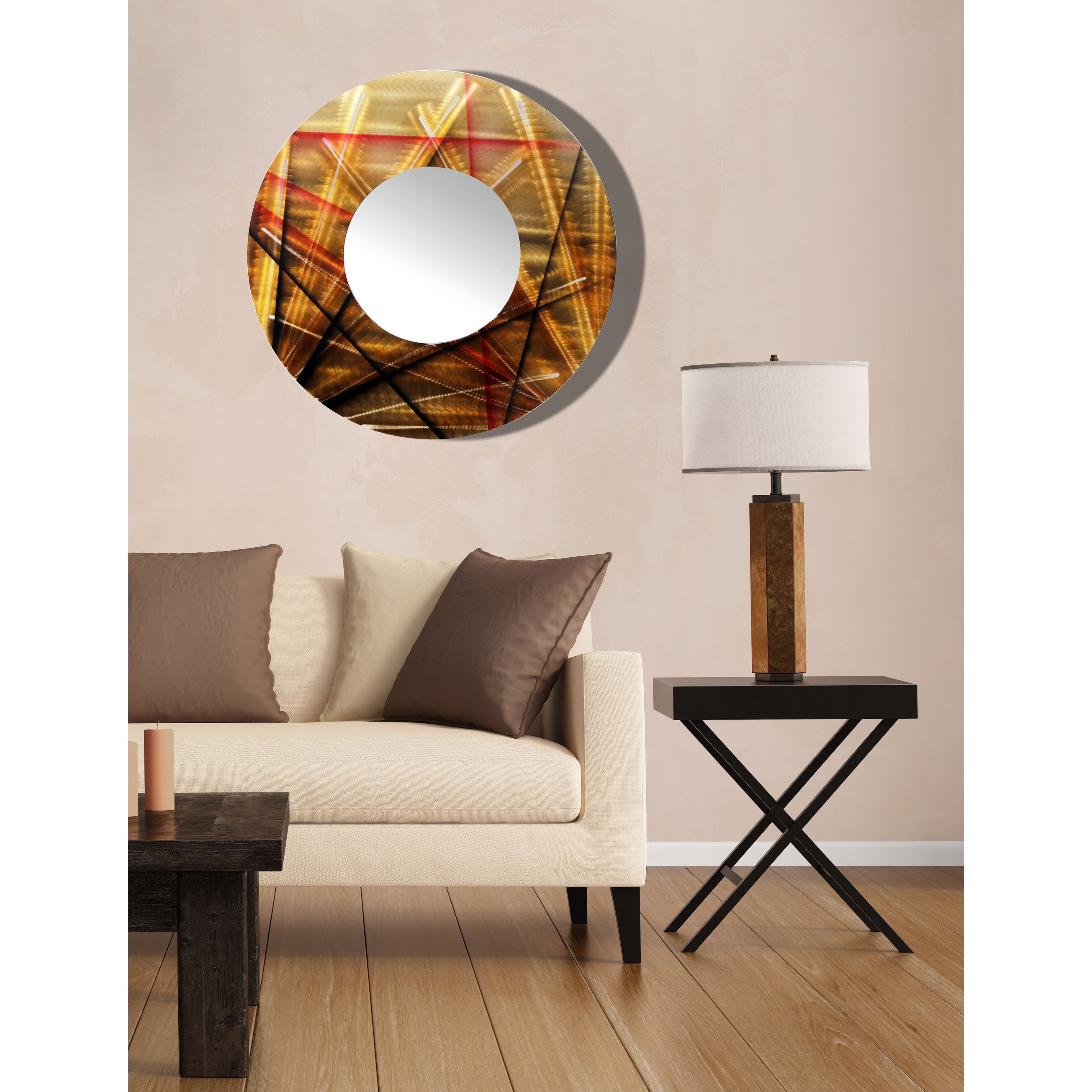 Shop Statements2000 Round Wall Mirror Gold Red Brown Accent By Jon