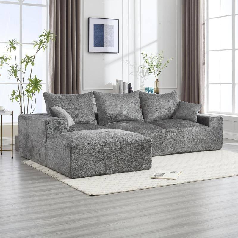 Stylish L-Shaped Sofa,Soft Fabric,Deep Seat and No Assembly