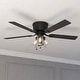 preview thumbnail 1 of 9, Cromwell 52 in. Matte Black Low Profile Flush Mount Ceiling Fan Reversible Black-Oak Blades, LED Light Kit Pull Chain and Remote 52-in W x 15-in H x 52-in D - Matte Black