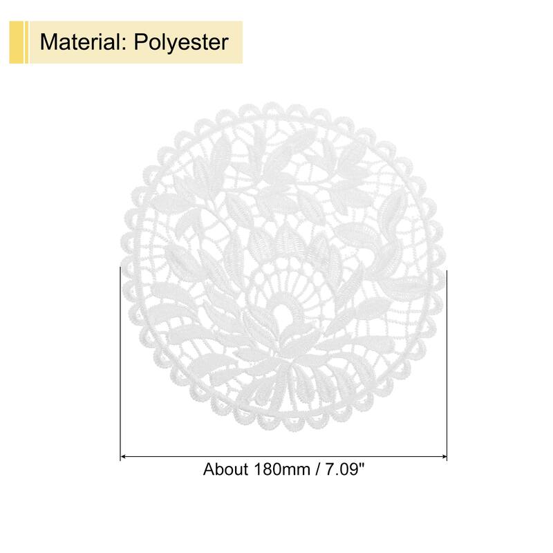 Lace Doilies, 8Pcs 7" - Polyester Round Lace Placemats for Home (White) - White - Set of 8