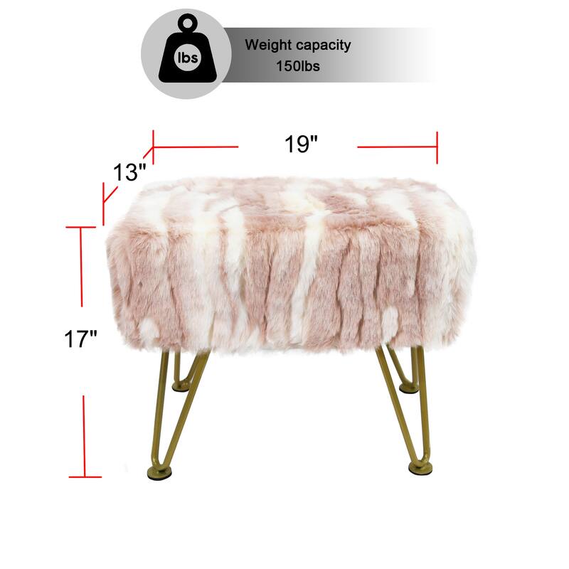 Home Soft Things Soft Fauxfur Ottoman Fuzzy Entryway Bench Seat