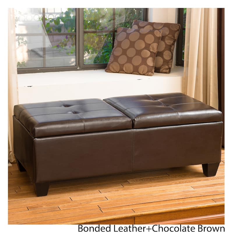 Alfred Brown Bonded Leather Storage Ottoman by Christopher Knight Home