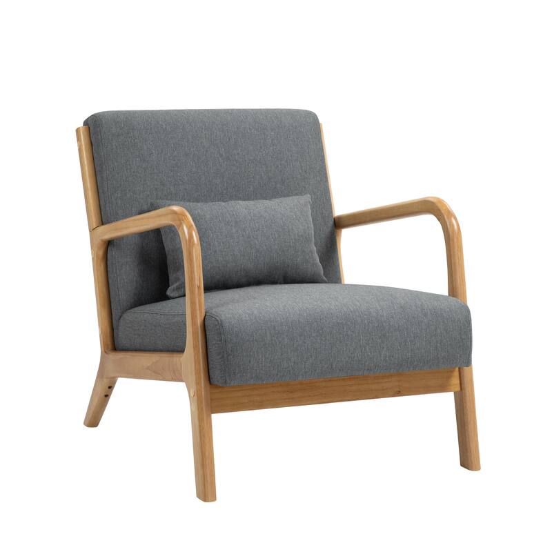 Mid Century Solid Wood Upholstered Accent Chair