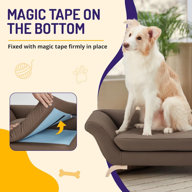 EROMMY Modern Pet Couch for Dogs, Leather Pet Bed for Medium & Small Sized Animals, Suitable for Living Room, Bedroom, Balcony