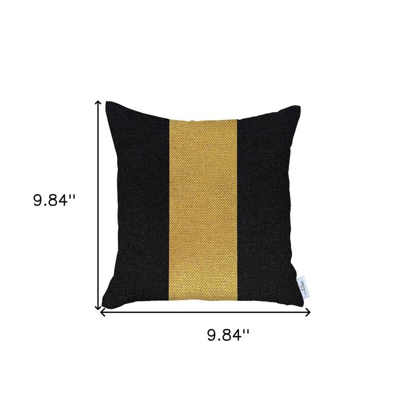 HomeRoots 18" X 18" Black And Yellow Geometric Zippered Handmade Polyester Throw Pillow Cover