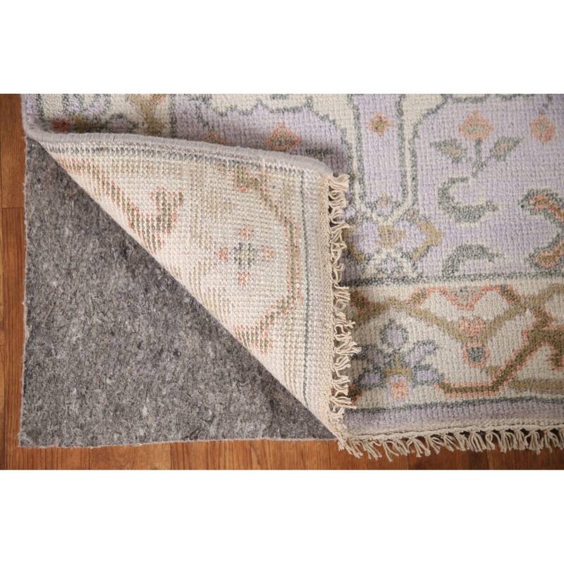 Floral Grey Oushak Runner Rug Hand-knotted Wool Carpet - 2'7"x 7'10"