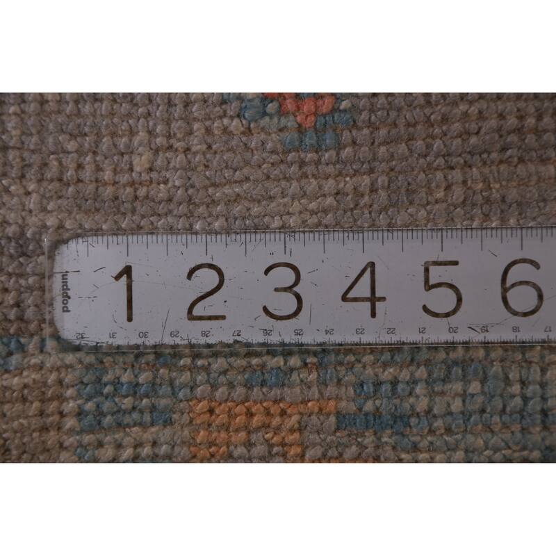 Hand Knotted Oriental 100% Wool Carpet Transitional Geometric Purples Oushak Runner Rug - 11' 11'' X 2' 10''