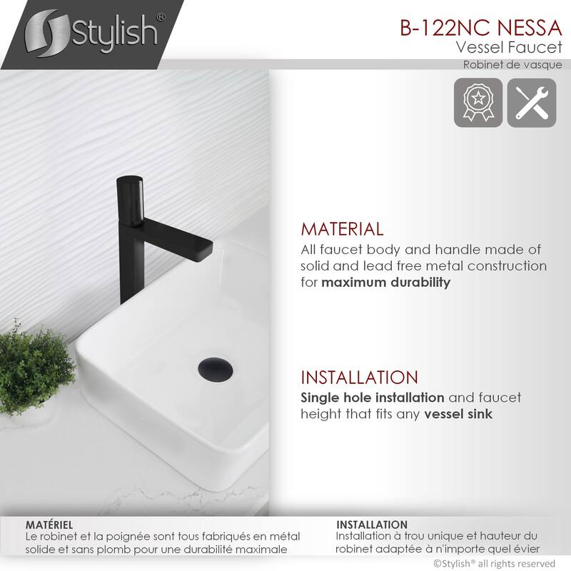 Stylish Nessa Single Handle Ht 12 1/2" Vessel Bathroom Faucet B-122