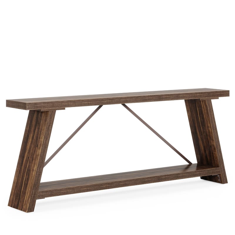 70.9" Extra Long Industrial Console Table Behind Couch with Storage Shelves for Living Room, Foyer