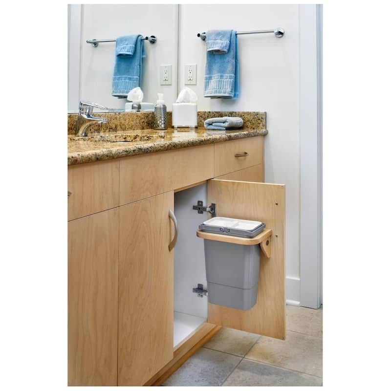 Rev-A-Shelf 10-3/8 Inch Door Mount Single Bin Trash Can with Lid - 8