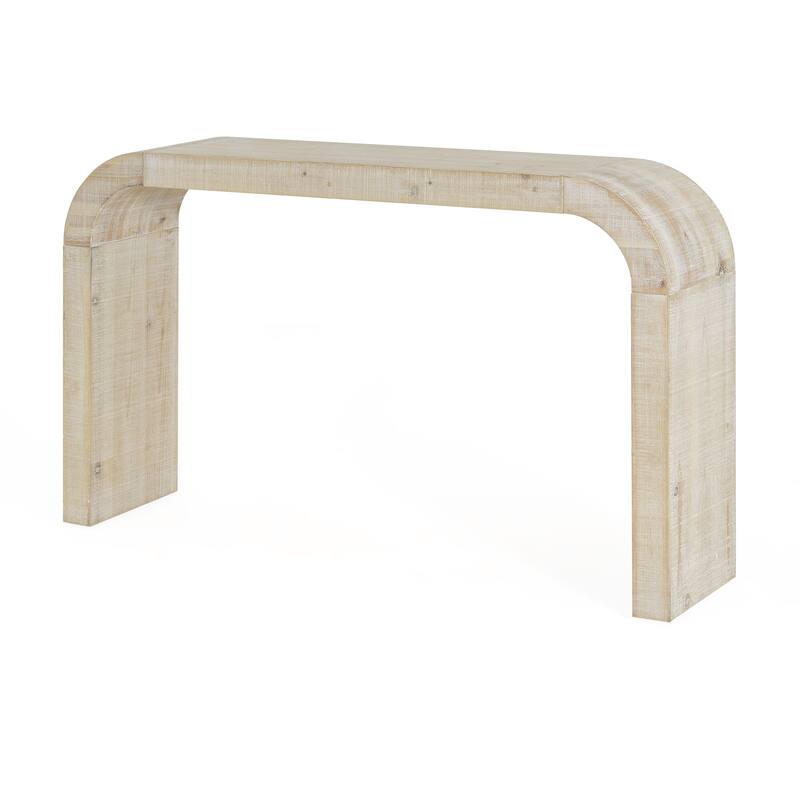 Mirod 52" Wood Console Table with Curved Edge, Natural Texture, Perfect for Entryways and Living Rooms