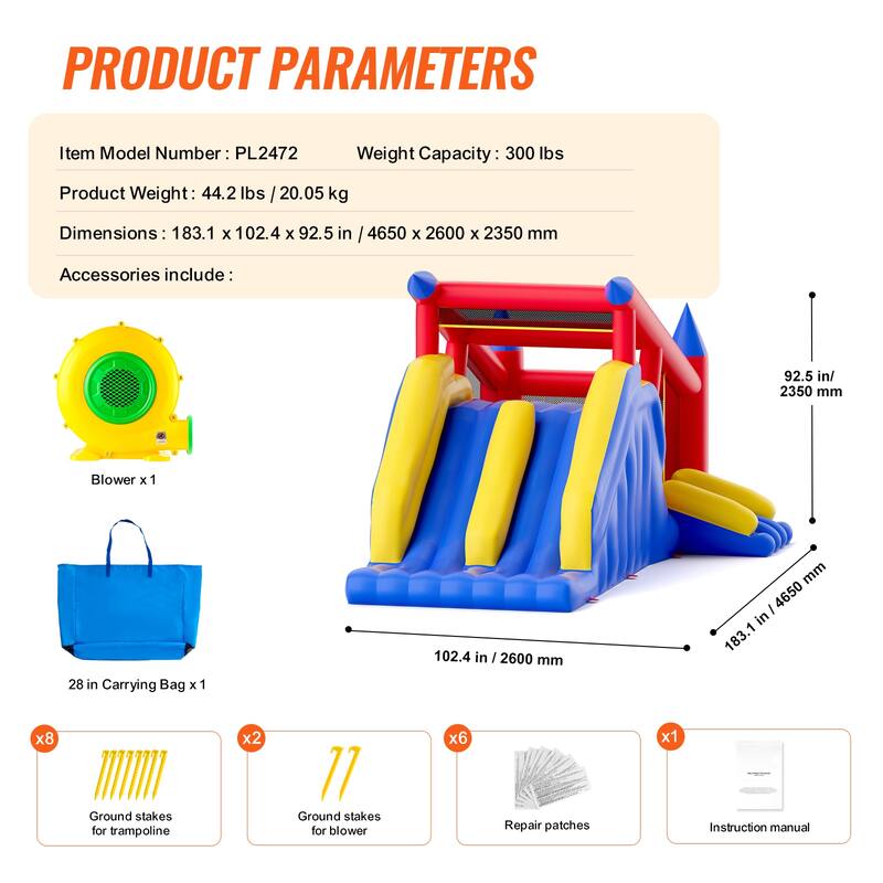 Inflatable Bounce House Family Backyard Bouncy Castle, for Kid Ages