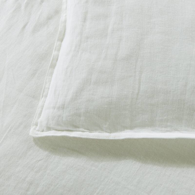 WHOLINENS Stone Washed French Linen Blend Duvet Cover & Pillow Shams Set