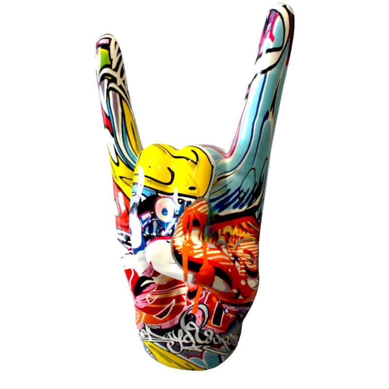Interior Illusions Plus Street Art Rock On Hand Wall Mount - 9" tall