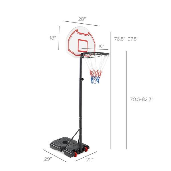 dimension image slide 3 of 4, Height-Adjustable Basketball Hoop, Portable Backboard System w/ Wheels