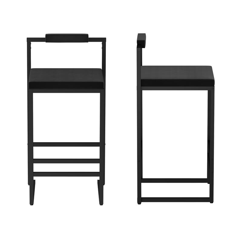 Set of 2 Upholstered Velvet Bar Stools