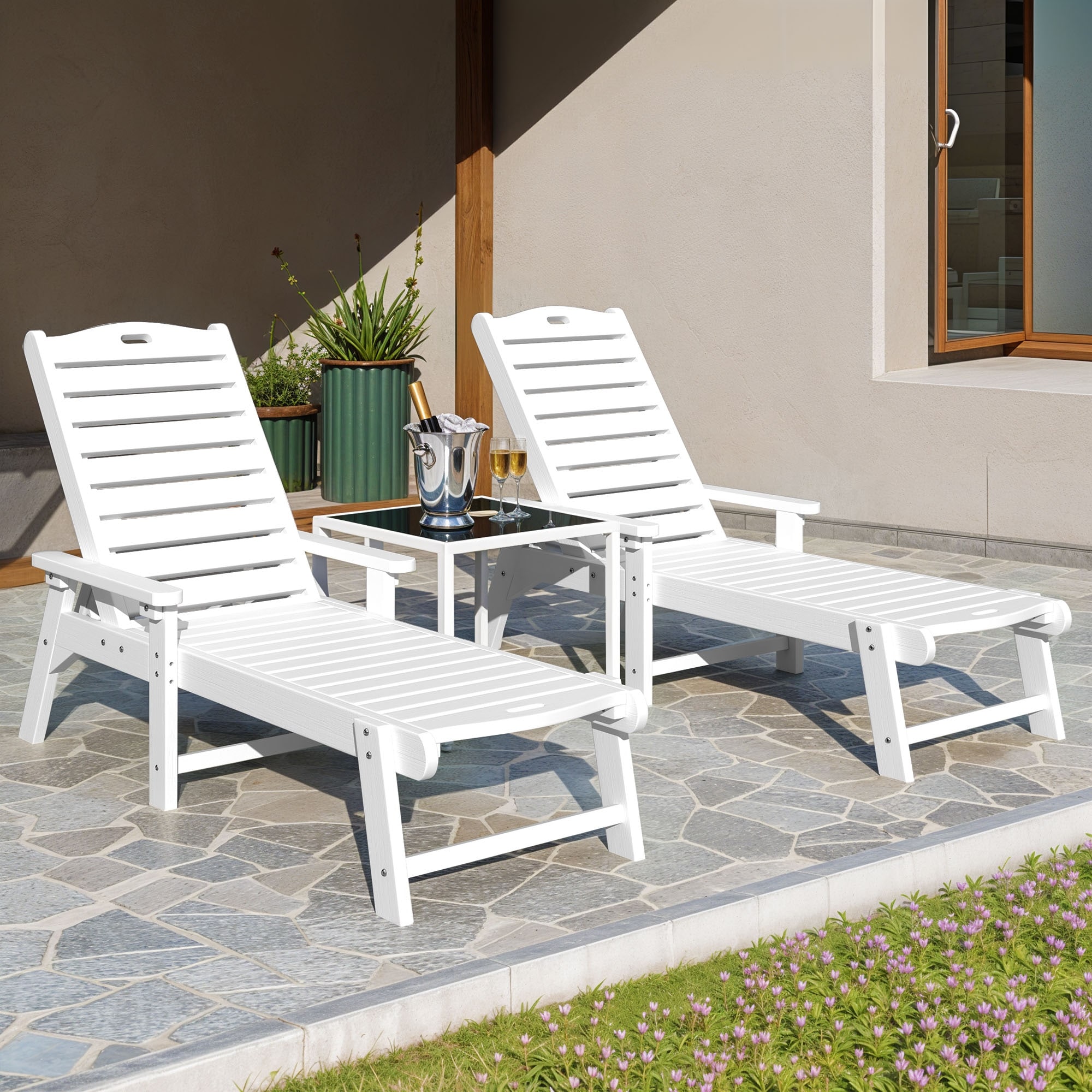 Outdoor Chaise Lounge with Arms