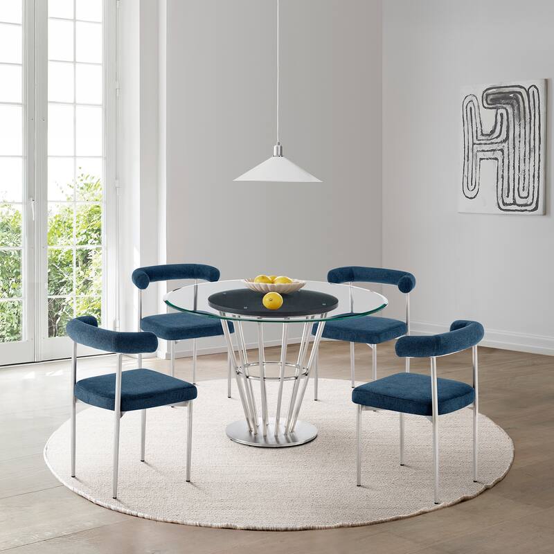 Shannon Upholstered Curved Back Barrel Kitchen Dining Chairs - Set of 2