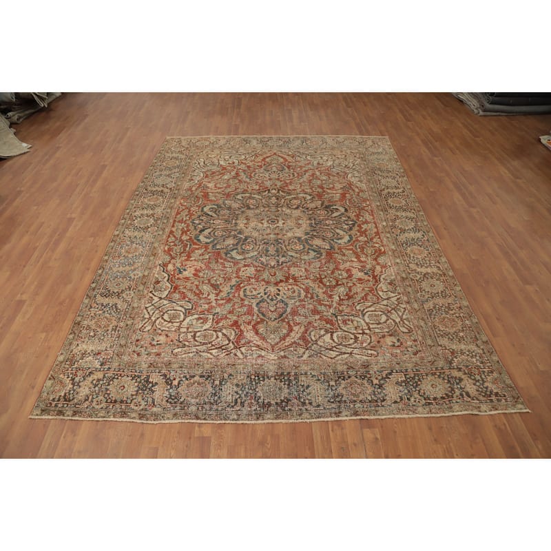 Hand Knotted Oriental 100% Wool Carpet Traditional Floral Oranges & Rust Bakhtiari Area Rug - 11' 6'' X 8' 6''