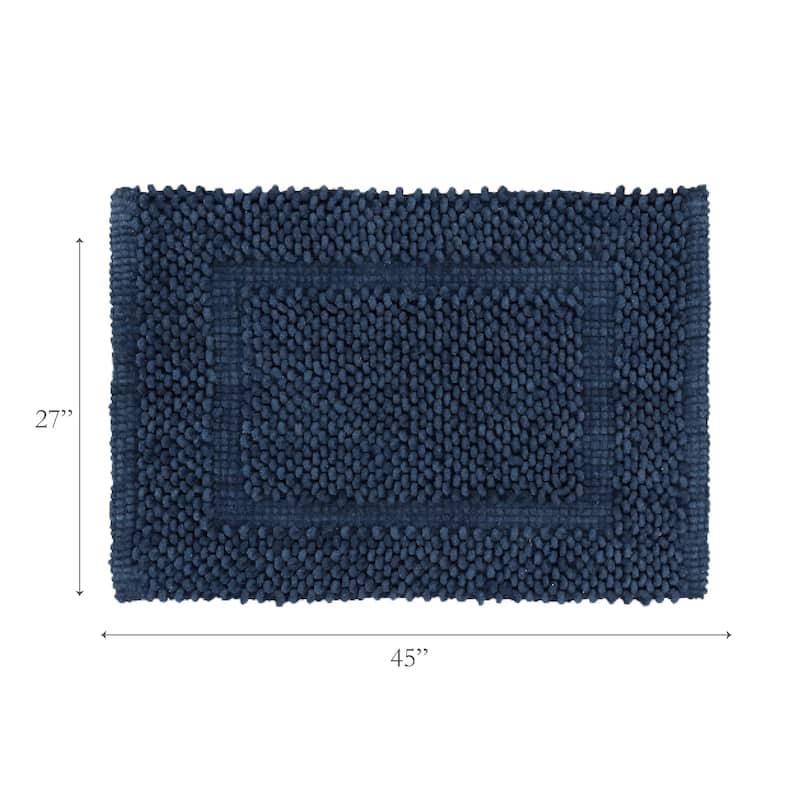 Sophie Border Ultra-plush Chenille Non-Slip Cotton Bath Mat
