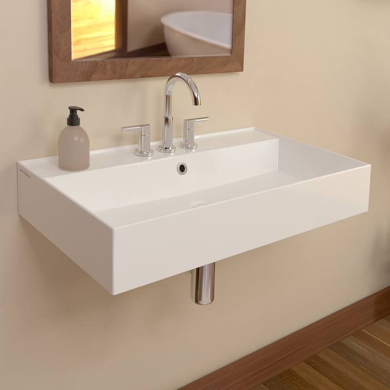Whitehaus B-AG81-3H 31-7/8" Rectangular Vitreous China Wall Mounted