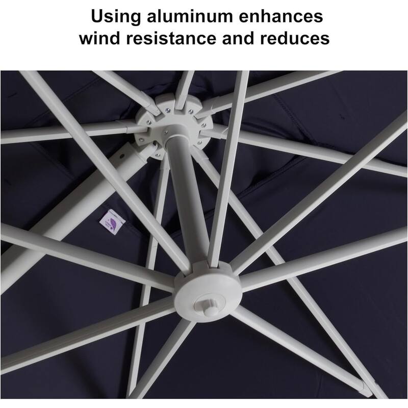 PURPLE LEAF 10 x 13 ft White Cantilever Patio Umbrella with 360 Degree Rotation With Base