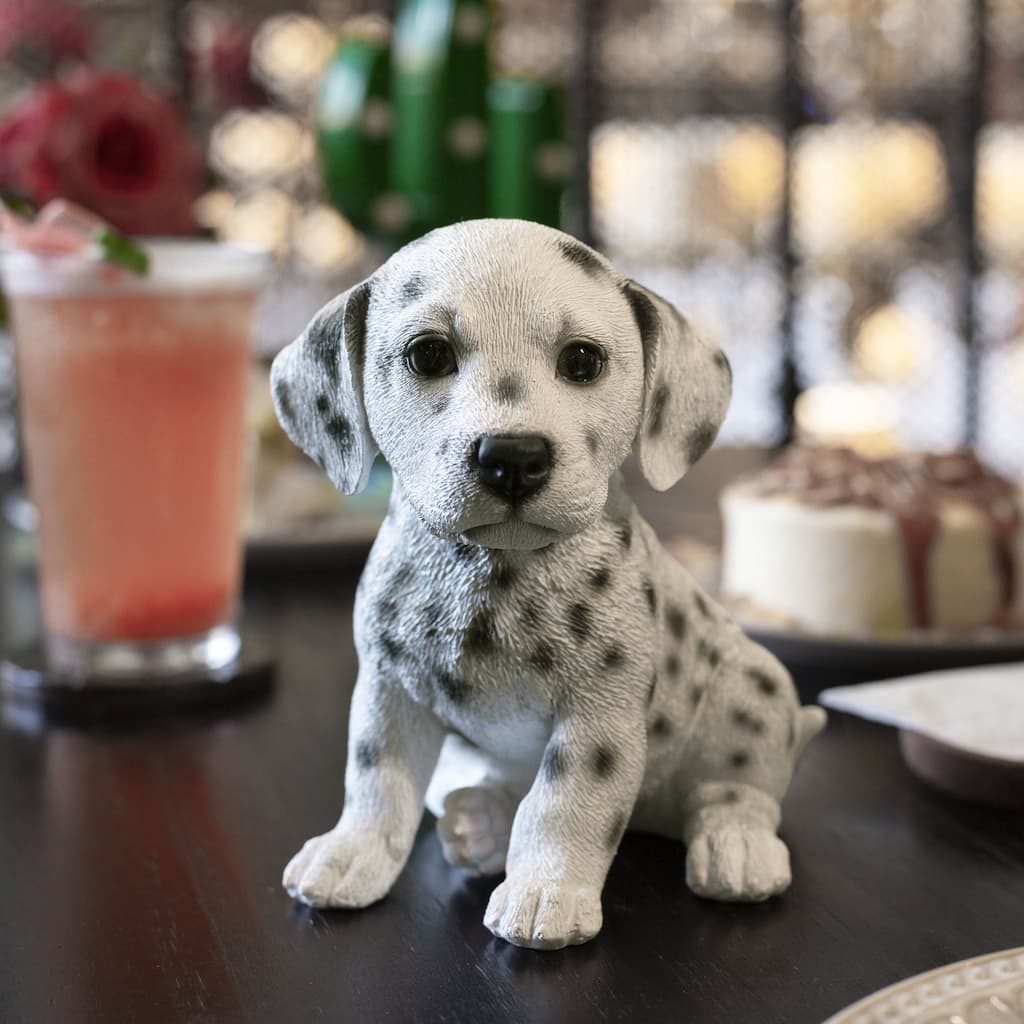 SoReal White Dalmation Decorative Puppy Figurine for Home & Garden Décor, Handpainted Polyresin Dog Statue