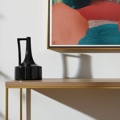 10" Black Ceramic Jug Vase - 6.89