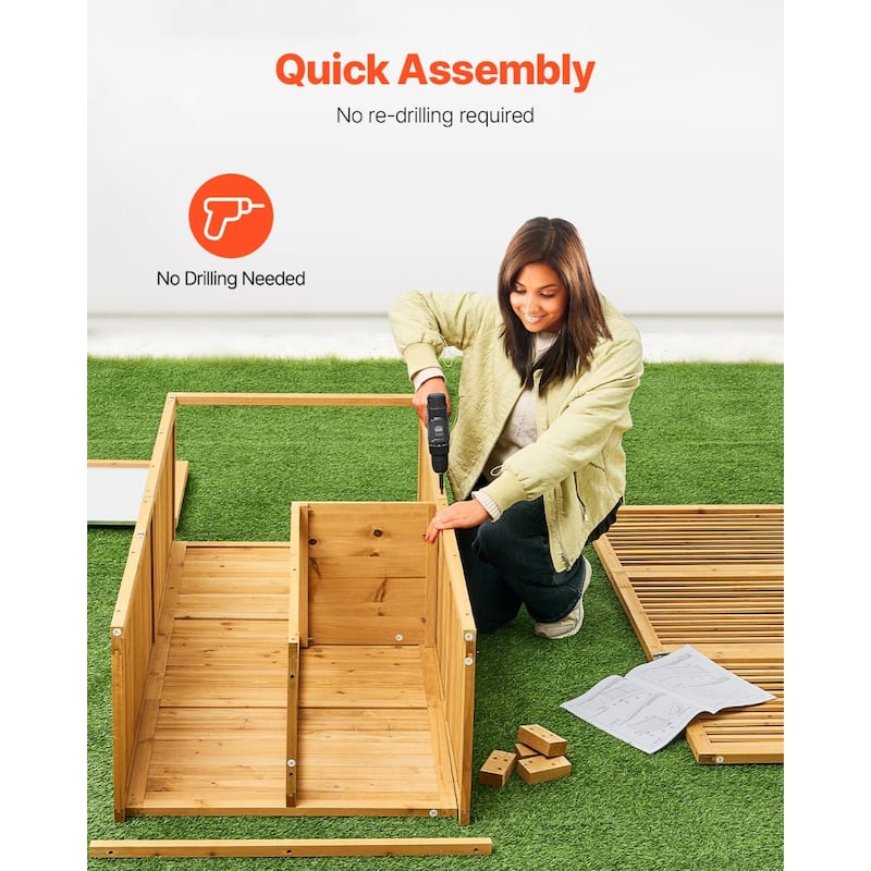 Outdoor Wooden Storage Shed Waterproof Garden Tool Cabinet with Lock - 31.5 x 19.7 x 63.8 inch