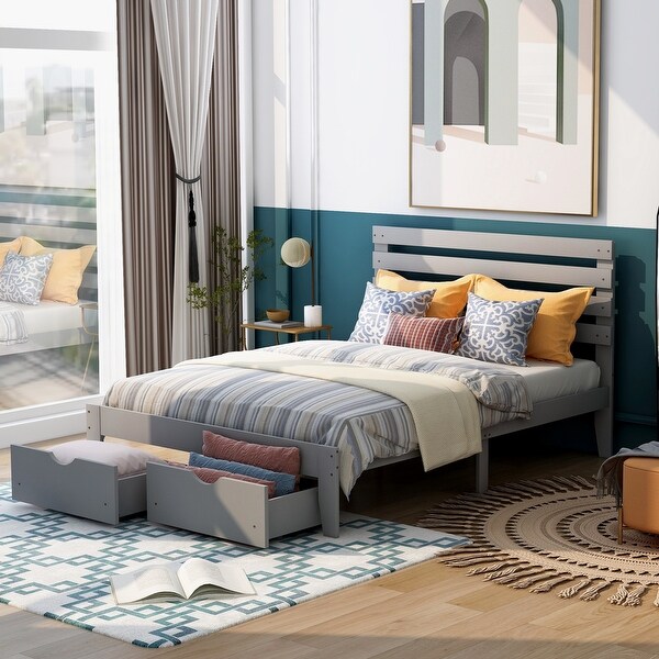 Grey pine bed frame deals