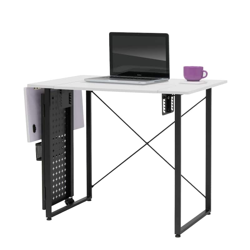 Sew Ready Pivot Sewing Table with Storage Panel and Adjustable Platform - White/Graphite
