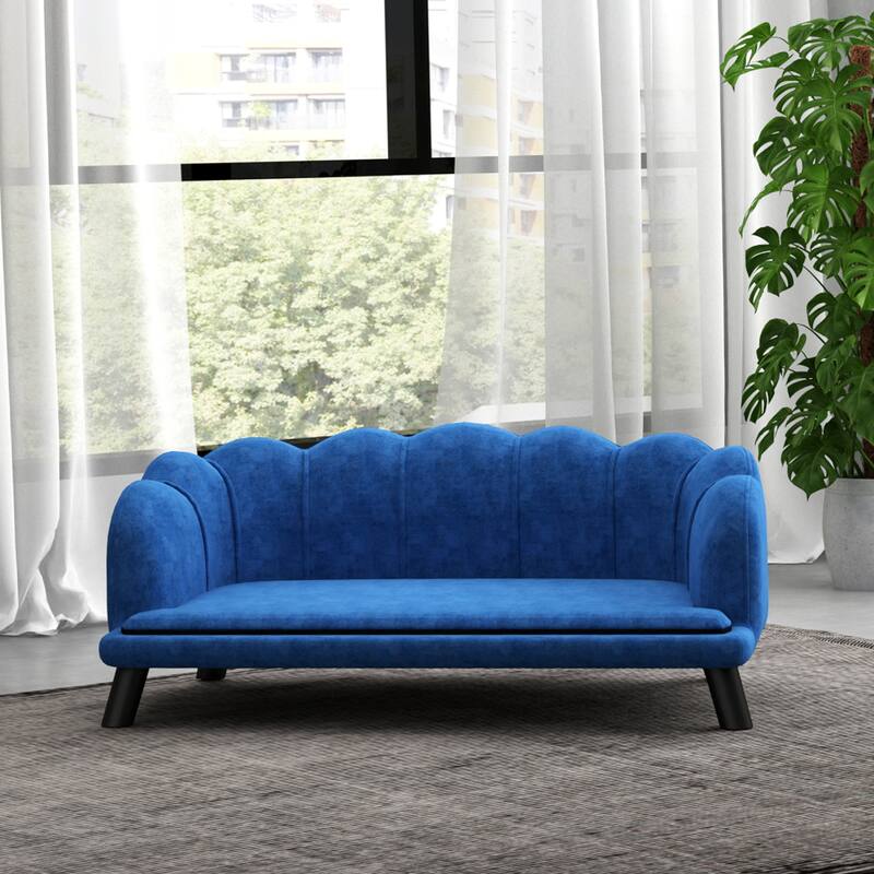 PawHut Velvet Large Dog Couch with Foam Cushion, Soft and Cute Dog Bed with Pearl Design, Dog Sofa for Big and Medium Dogs