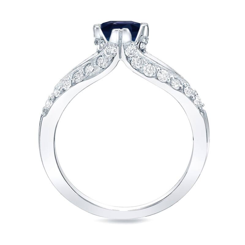 Auriya 14k Gold 1/2ct Blue Sapphire and 3/4ctw Diamond Engagement Ring Set
