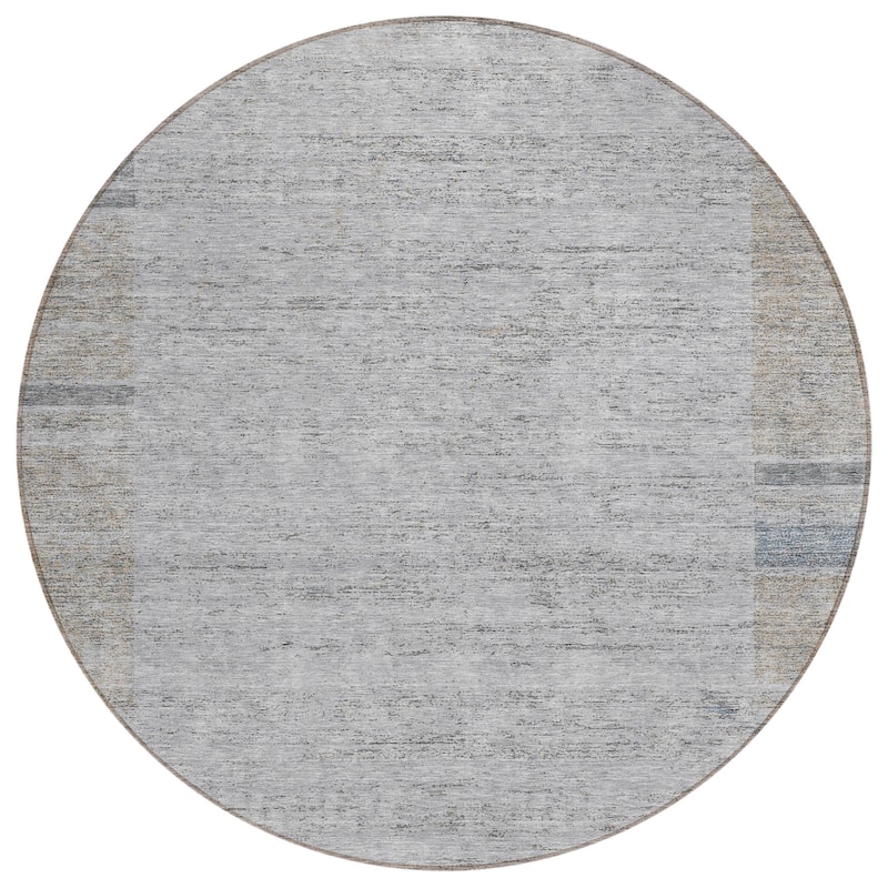 Machine Washable Indoor/ Outdoor Chantille Modern Border Rug