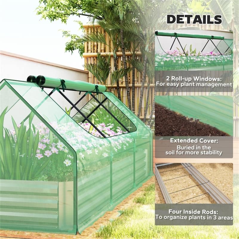 PE Steel Mini Greenhouse with Raised Planter Bed