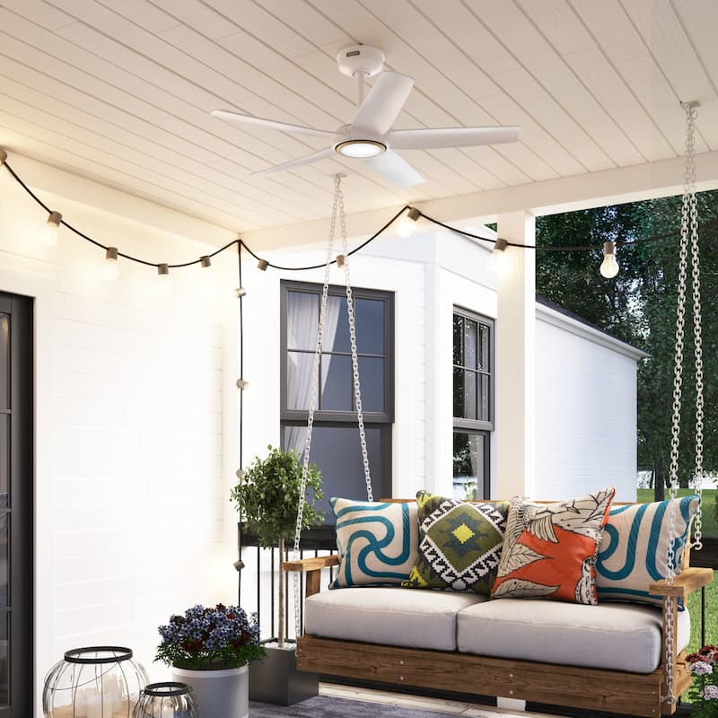 Hunter ZenTech Indoor / Outdoor 5-Blade Smart Ceiling Fan w/ LED Light and Handheld Remote.