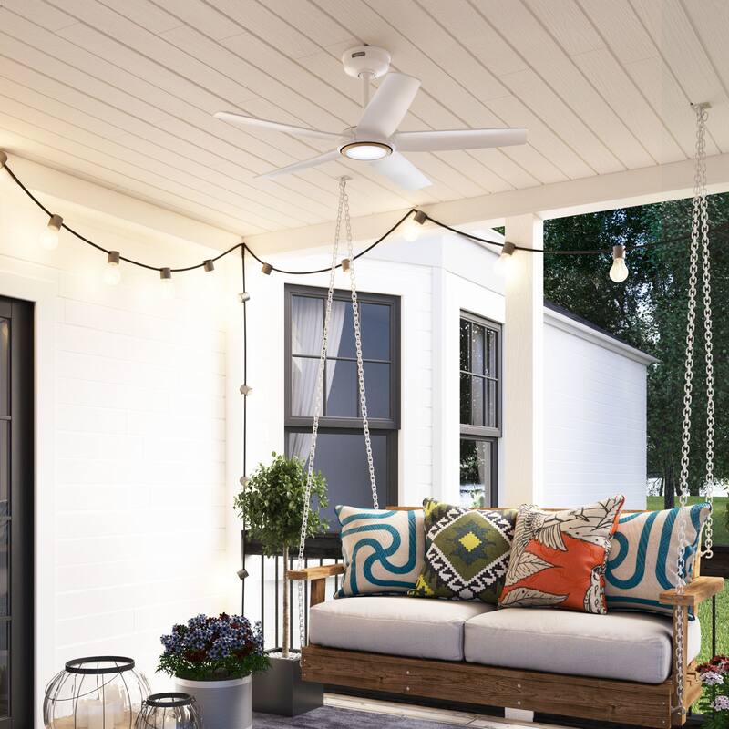 Hunter Zentech Wi-Fi ENERGY STAR Damp Rated Ceiling Fan w/ LED Light and Handheld Remote - Modern & Contemporary - SMART FAN!